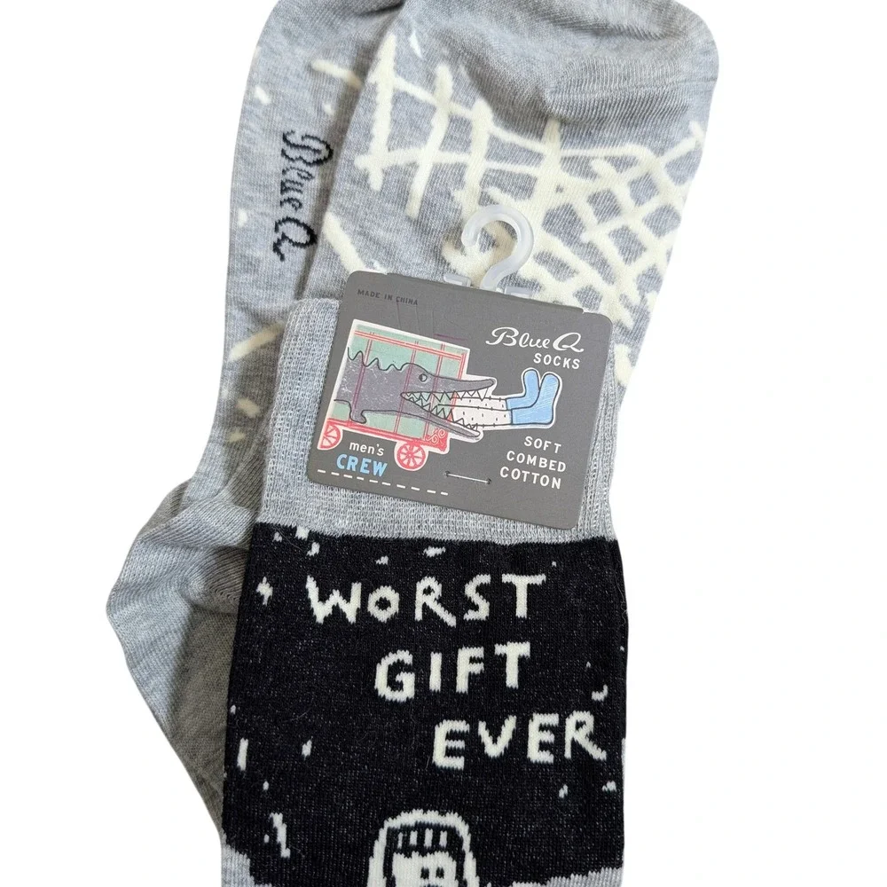 Blue Q Worst Gift Ever Mens Crew‎ Socks Grey Novelty Funny SW805 Size 7-12